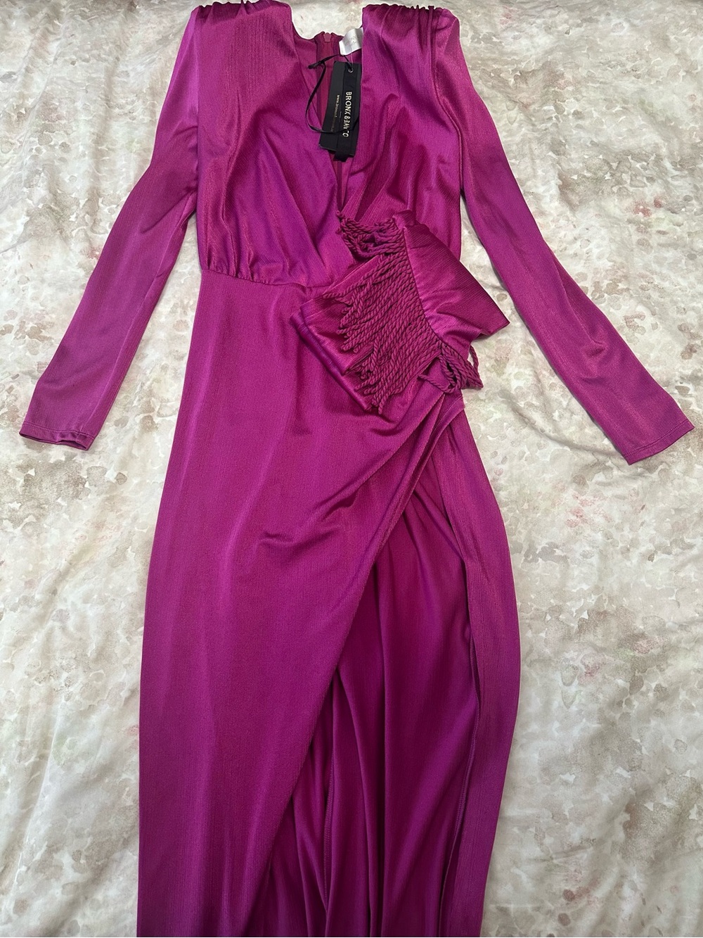 Bronx and Banco Magenta Wrap Maxi Dress with High Slit - Picture 12 of 16
